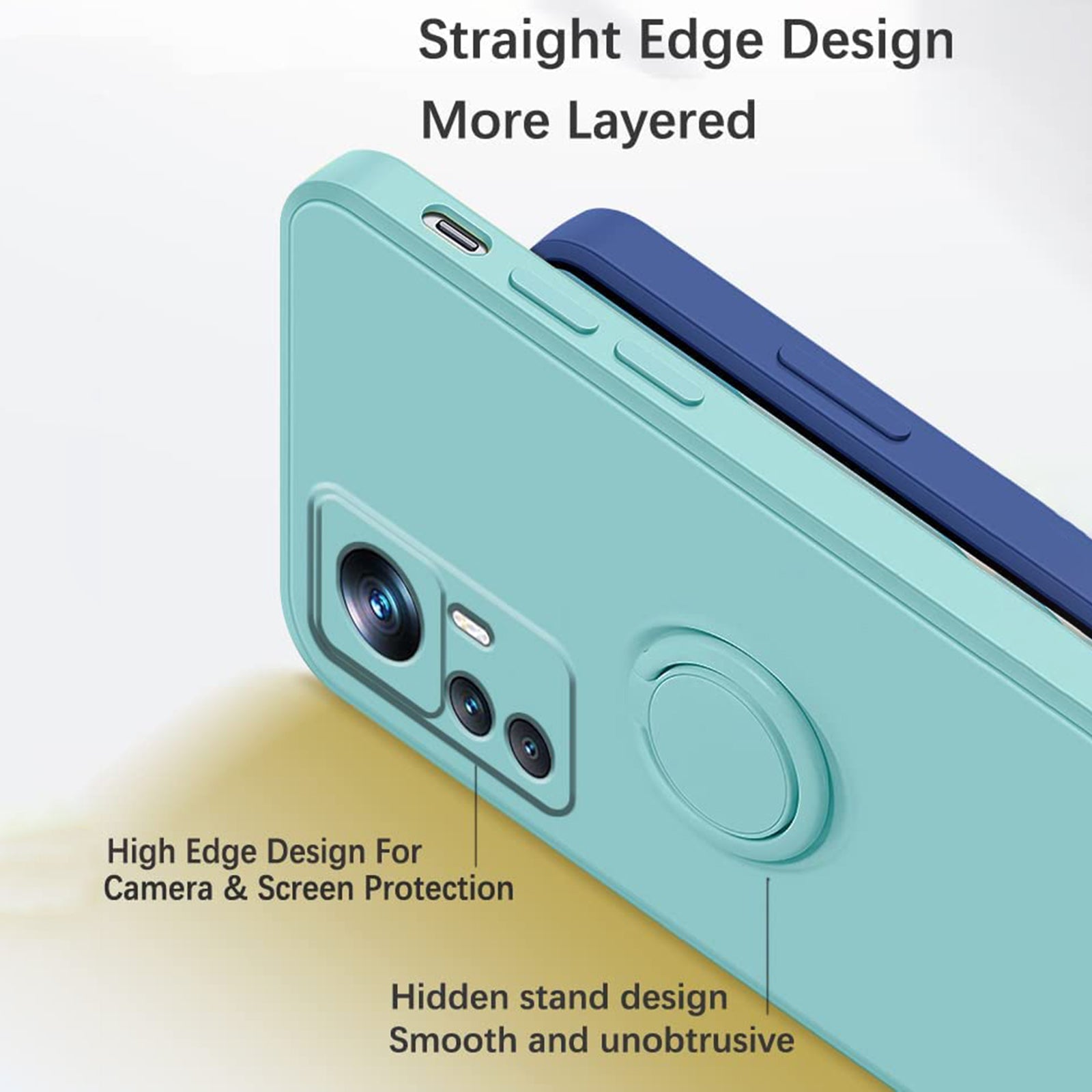 For Xiaomi 12T 5G Redmi K50 Ultra 5G Ring Kickstand Liquid Silicone Phone Case Cell Phone Cover with Lanyard For Xiaomi 12T 5G Redmi K50 Ultra 5G Ring Kickstand Liquid Silicone Phone Case Cell Phone Cover with Lanyard